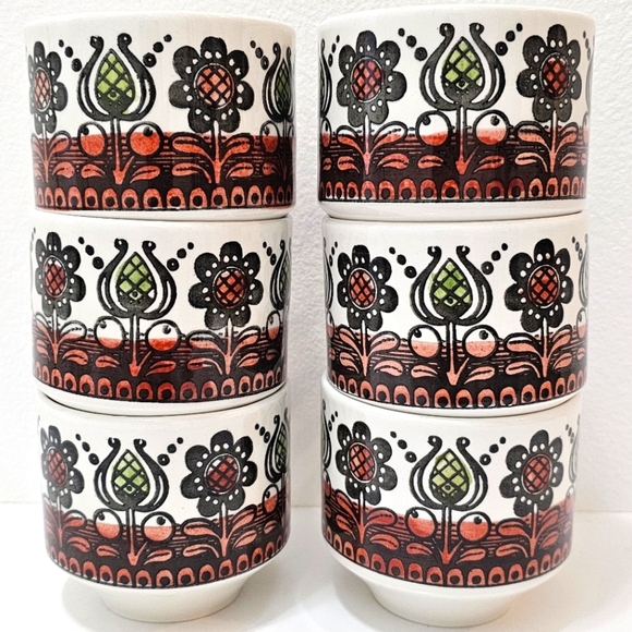 🇬🇧 Vintage Broadhurst Kathie Winkle "Romany" Tea Cup - Set of 6 - Picture 8 of 15